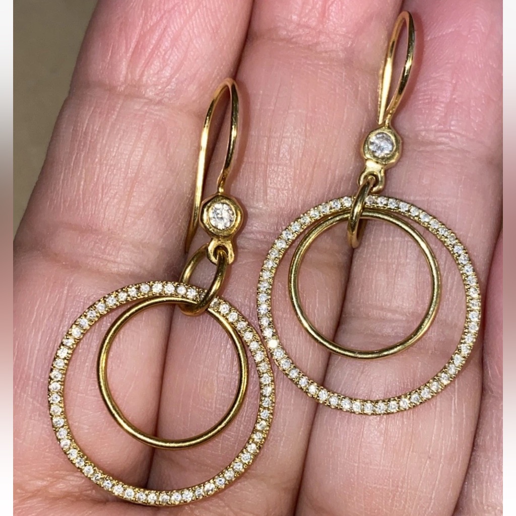 Gorgeous Estate Ippolita 18k 750 Italian Gold Diamond Circle Dangle Earrings!